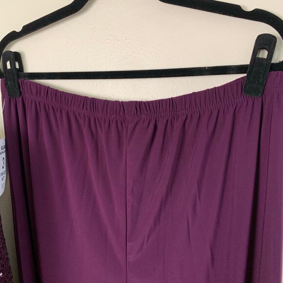 NEW R&M Richards Burgundy Wine Sequin Pant Suit Set Jacket Tank Pants Plus 18W - Picture 10 of 15